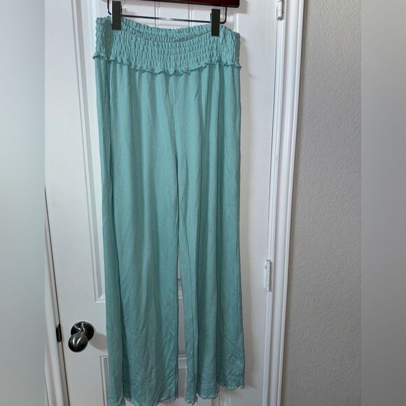 Mint Green Wide-Leg Pants - Picture 1 of 6